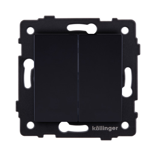 Выключатель кнопочный 2-клавишный 10А/250В, черный Kollinger REA-S-011BK для Aspekt, Eleganz, Reflex