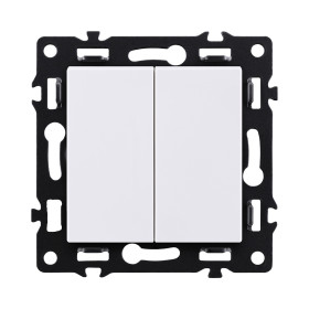 Выключатель 2-клавишный проходной 10А/250В, белый Kollinger Asthetik AS-005WH