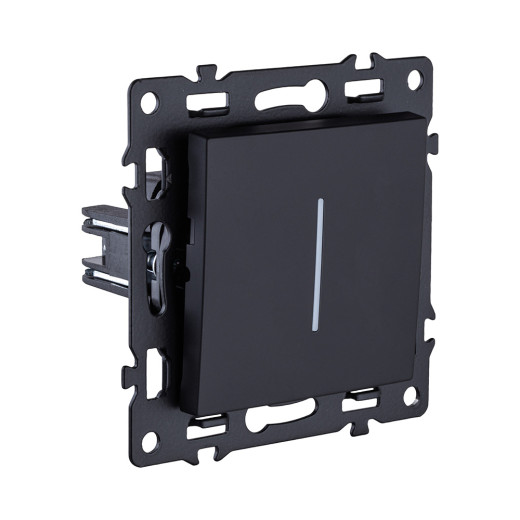 Выключатель 1-клавишный 10А/250В с LED подсветкой, черный Kollinger Asthetik AS-007BK