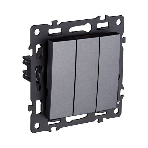 Трехклавишный выключатель 10А/250В Серый Kollinger Asthetik AS-710GY