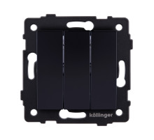 Выключатель 3-клавишный 10А/250В, изогнутый, черный Kollinger REA-R-012BK для Aspekt, Eleganz, Reflex