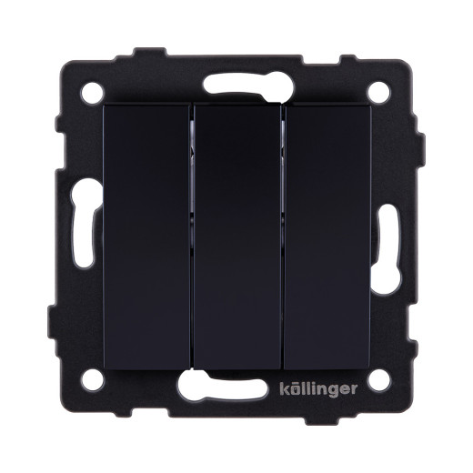 Выключатель 3-клавишный 10А/250В, изогнутый, черный Kollinger REA-R-012BK для Aspekt, Eleganz, Reflex