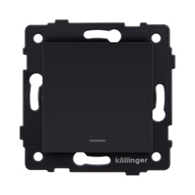 Выключатель 1-клавишный перекрестный 10А/250В с LED подсветкой, черный матовый Kollinger REA-S-015BM для Aspekt, Eleganz, Reflex