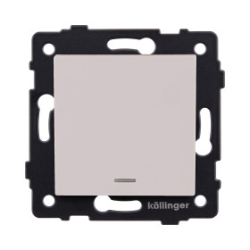 Выключатель 1-клавишный 10А/250В с LED подсветкой, кашемир матовый Kollinger REA-S-002CM для Aspekt, Eleganz, Reflex