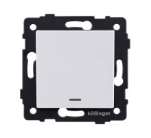Выключатель кнопочный 1-клавишный 10А/250В с LED подсветкой, белый Kollinger REA-S-013WH для Aspekt, Eleganz, Reflex