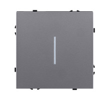 Выключатель кнопочный 1-клавишный 10А/250В с LED подсветкой, серый Kollinger Eclipse EC-012GY