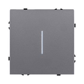 Выключатель кнопочный 1-клавишный 10А/250В с LED подсветкой, серый Kollinger Eclipse EC-012GY