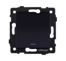 Выключатель 1-клавишный проходной 10А/250В с LED подсветкой, изогнутый, черный Kollinger REA-R-004BK для Aspekt, Eleganz, Reflex