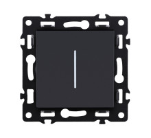 Выключатель 1-клавишный проходной 10А/250В с LED подсветкой, черный Kollinger Asthetik AS-008BK