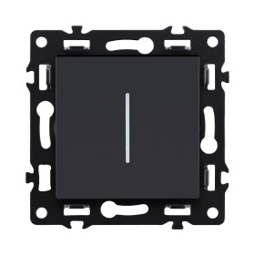 Выключатель 1-клавишный проходной 10А/250В с LED подсветкой, черный Kollinger Asthetik AS-008BK