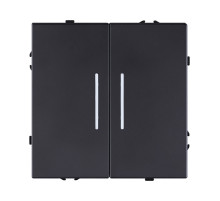 Выключатель 2-клавишный 10А/250В с LED подсветкой, черный матовый Kollinger Eclipse EC-010BK