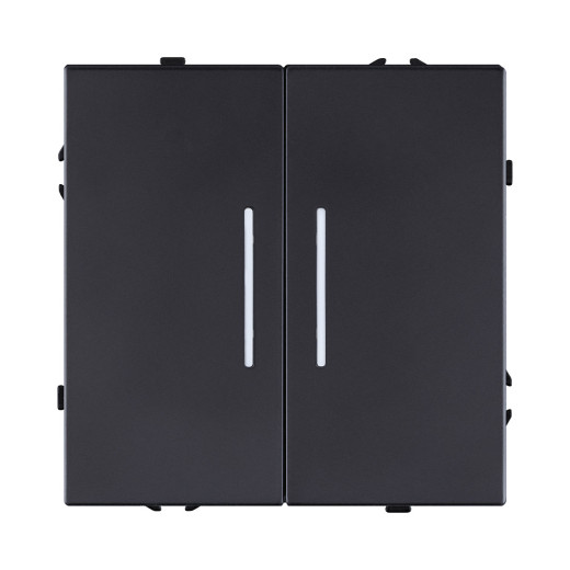 Выключатель 2-клавишный 10А/250В с LED подсветкой, черный матовый Kollinger Eclipse EC-010BK