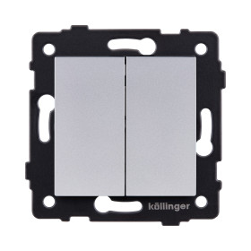 Выключатель 2-клавишный проходной 10А/250В, серый Kollinger REA-S-009GY для Aspekt, Eleganz, Reflex