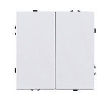 Выключатель кнопочный 2-клавишный 10А/250В, белый глянцевый Kollinger Eclipse EC-025WG