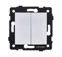 Выключатель кнопочный 2-клавишный 10А/250В, изогнутый, белый Kollinger REA-R-011WH для Aspekt, Eleganz, Reflex