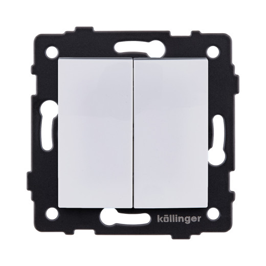 Выключатель кнопочный 2-клавишный 10А/250В, изогнутый, белый Kollinger REA-R-011WH для Aspekt, Eleganz, Reflex