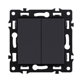 Выключатель кнопочный 2-клавишный 10А/250В, черный Kollinger Asthetik AS-025BK