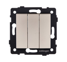 Выключатель 3-клавишный 10А/250В, изогнутый, золотой Kollinger REA-R-012GD для Aspekt, Eleganz, Reflex