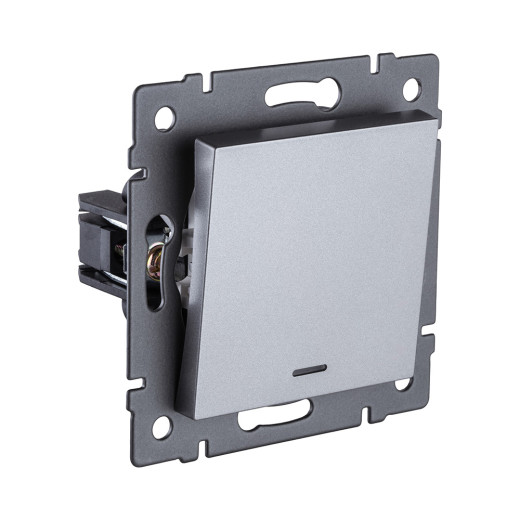 Выключатель 1-клавишный перекрестный 10А/250В с LED подсветкой, серый Kollinger REA-S-015GY для Aspekt, Eleganz, Reflex