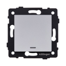 Выключатель 1-клавишный 10А/250В с LED подсветкой, серый Kollinger REA-S-002GY для Aspekt, Eleganz, Reflex