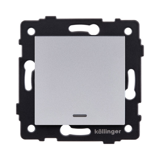 Выключатель 1-клавишный перекрестный 10А/250В с LED подсветкой, серый Kollinger REA-S-015GY для Aspekt, Eleganz, Reflex