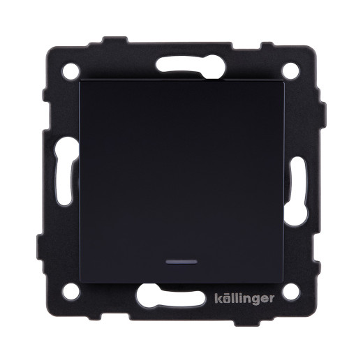 Выключатель 1-клавишный 10А/250В с LED подсветкой, черный Kollinger REA-S-002BK для Aspekt, Eleganz, Reflex