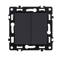 Выключатель 2-клавишный проходной 10А/250В, черный Kollinger Asthetik AS-005BK