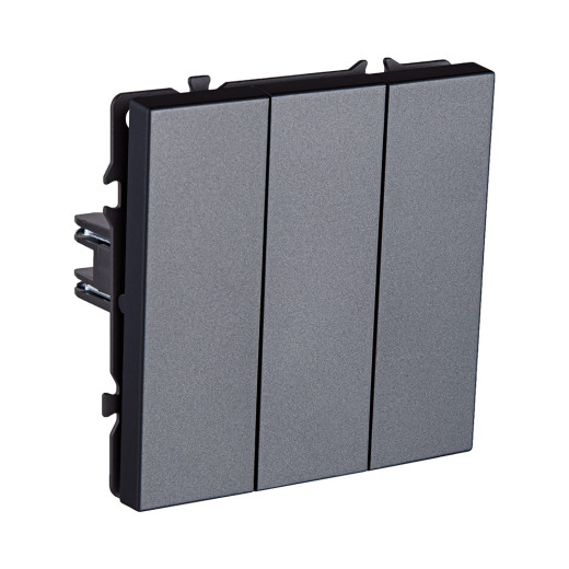 Трехклавишный выключатель 10А/250В Серый  Kollinger Eclipse EC-710GY