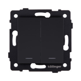 Выключатель 2-клавишный проходной 10А/250В с LED подсветкой, черный матовый Kollinger REA-S-010BM для Aspekt, Eleganz, Reflex