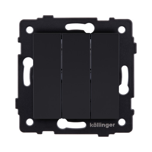 Выключатель 3-клавишный 10А/250В, черный матовый Kollinger REA-S-012BM для Aspekt, Eleganz, Reflex