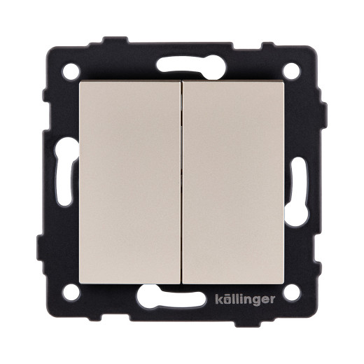 Выключатель 2-клавишный проходной 10А/250В, золотой Kollinger REA-S-009GD для Aspekt, Eleganz, Reflex