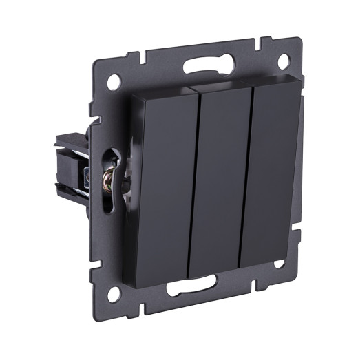 Выключатель 3-клавишный 10А/250В, черный матовый Kollinger REA-S-012BM для Aspekt, Eleganz, Reflex