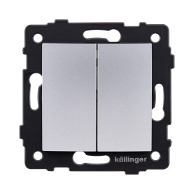 Выключатель 2-клавишный 10А/250В, изогнутый, серый Kollinger REA-R-007GY для Aspekt, Eleganz, Reflex