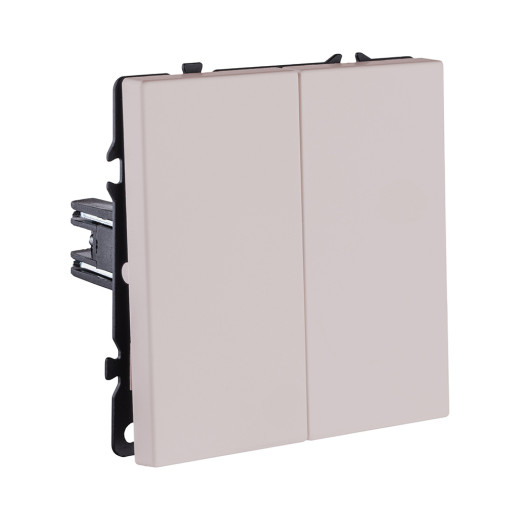 Выключатель кнопочный 2-клавишный 10А/250В, кашемир матовый Kollinger Eclipse EC-025CM