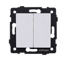 Выключатель 2-клавишный проходной 10А/250В, белый Kollinger REA-S-009WH для Aspekt, Eleganz, Reflex