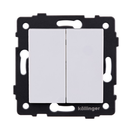 Выключатель 2-клавишный проходной 10А/250В, белый Kollinger REA-S-009WH для Aspekt, Eleganz, Reflex