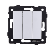 Выключатель 3-клавишный 10А/250В, изогнутый, белый Kollinger REA-R-012WH для Aspekt, Eleganz, Reflex