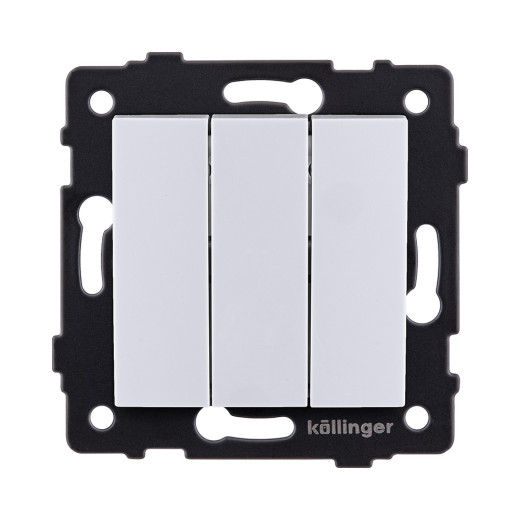 Выключатель 3-клавишный 10А/250В, изогнутый, белый Kollinger REA-R-012WH для Aspekt, Eleganz, Reflex