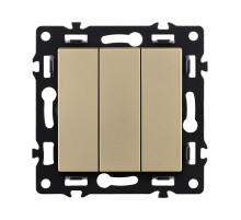 Трехклавишный выключатель 10А/250В Золотой Kollinger Asthetik AS-710GD