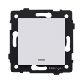 Выключатель кнопочный 1-клавишный 10А/250В с LED подсветкой, белый матовый Kollinger REA-S-013WM для Aspekt, Eleganz, Reflex