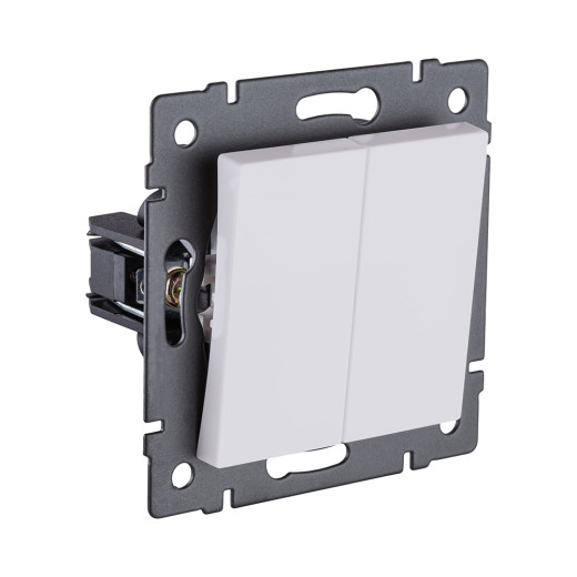 Выключатель 2-клавишный проходной 10А/250В, белый матовый Kollinger REA-S-009WM для Aspekt, Eleganz, Reflex