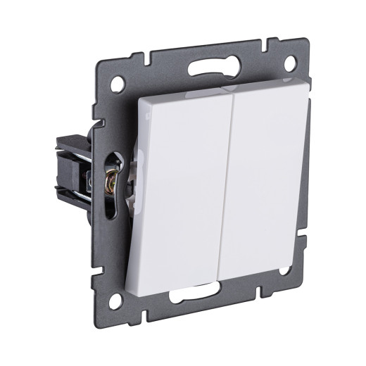 Выключатель кнопочный 2-клавишный 10А/250В, белый Kollinger REA-S-011WH для Aspekt, Eleganz, Reflex