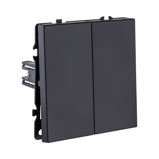 Выключатель кнопочный 2-клавишный 10А/250В, черный матовый Kollinger Eclipse EC-025BK