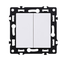 Выключатель кнопочный 2-клавишный 10А/250В, белый Kollinger Asthetik AS-025WH