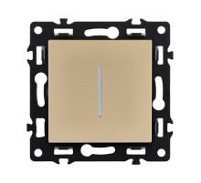 Выключатель 1-клавишный проходной 10А/250В с LED подсветкой, золотой Kollinger Asthetik AS-008GD