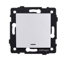 Выключатель 1-клавишный 10А/250В с LED подсветкой, изогнутый, белый Kollinger REA-R-002WH для Aspekt, Eleganz, Reflex
