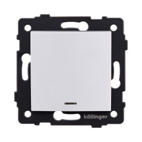 Выключатель 1-клавишный 10А/250В с LED подсветкой, изогнутый, белый Kollinger REA-R-002WH для Aspekt, Eleganz, Reflex