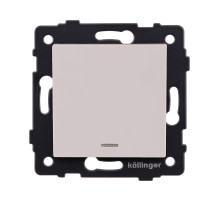 Выключатель кнопочный 1-клавишный 10А/250В с LED подсветкой, кашемир матовый Kollinger REA-S-013CM для Aspekt, Eleganz, Reflex