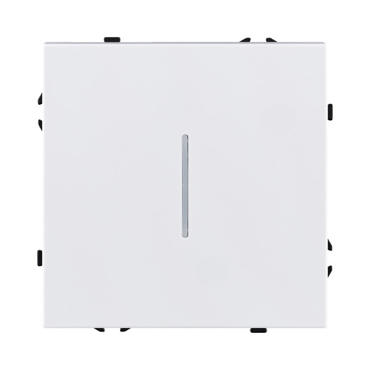 Выключатель кнопочный 1-клавишный 10А/250В с LED подсветкой, белый матовый Kollinger Eclipse EC-012WH