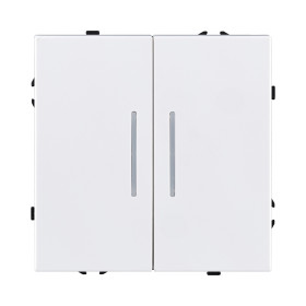 Выключатель 2-клавишный 10А/250В с LED подсветкой, белый матовый Kollinger Eclipse EC-010WH